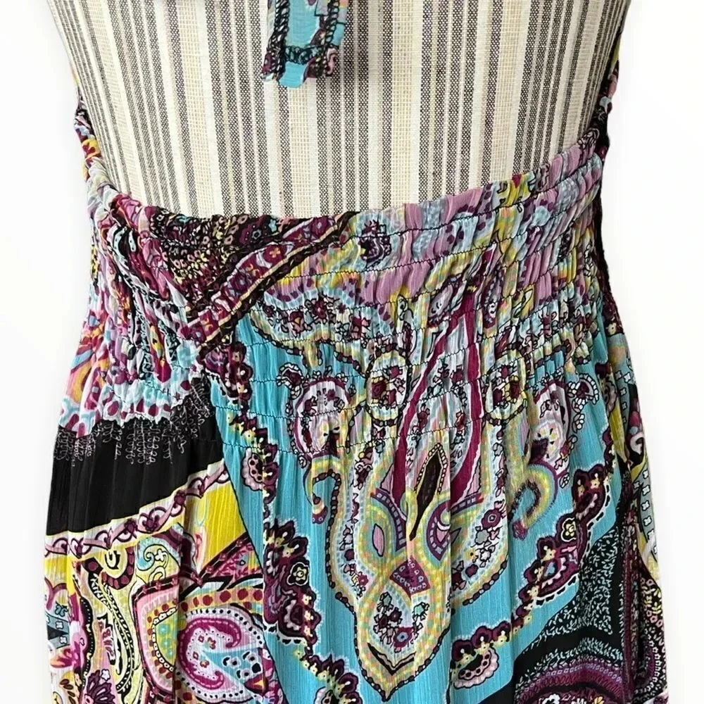 STUDIO F | Multicolored | Halter Smocked Waist Printed Dress - Picture 6 of 13
